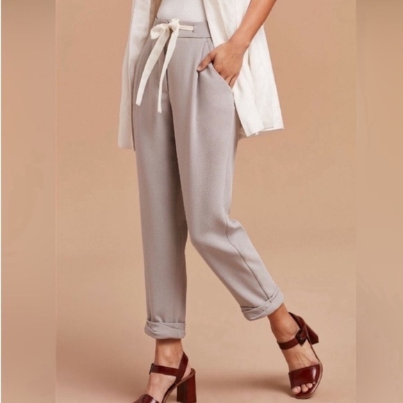 Wilfred Allant Linen Blend Crop Pant Cuff Hem Cream Size 10 - Picture 10 of 10